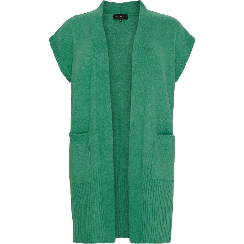 Long Sleeveless waistcoat Bottle Green - Evolve Fashion