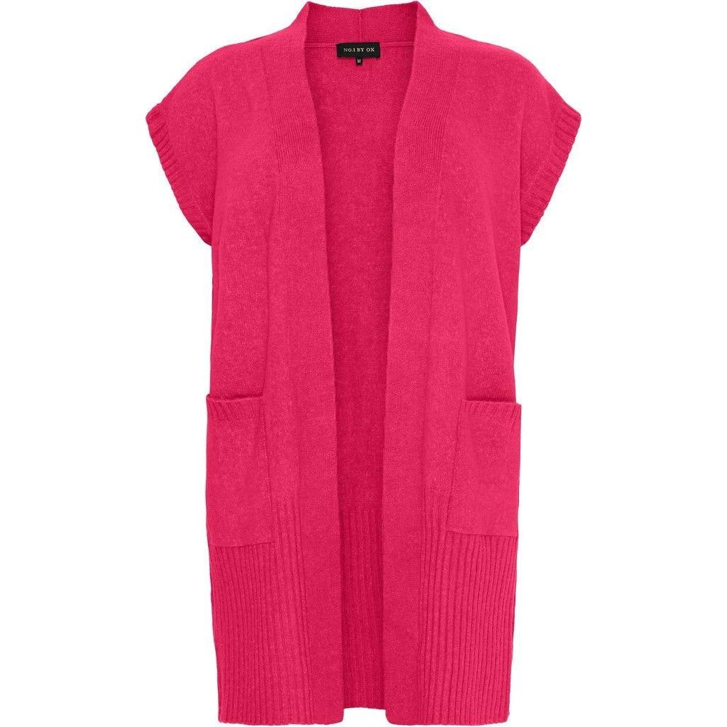 Long Sleeveless waistcoat Magenta Pink - Evolve Fashion