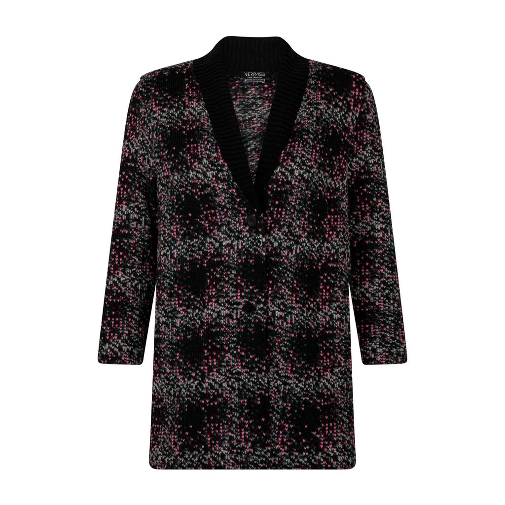 Longjacket wol black melange - Evolve Fashion