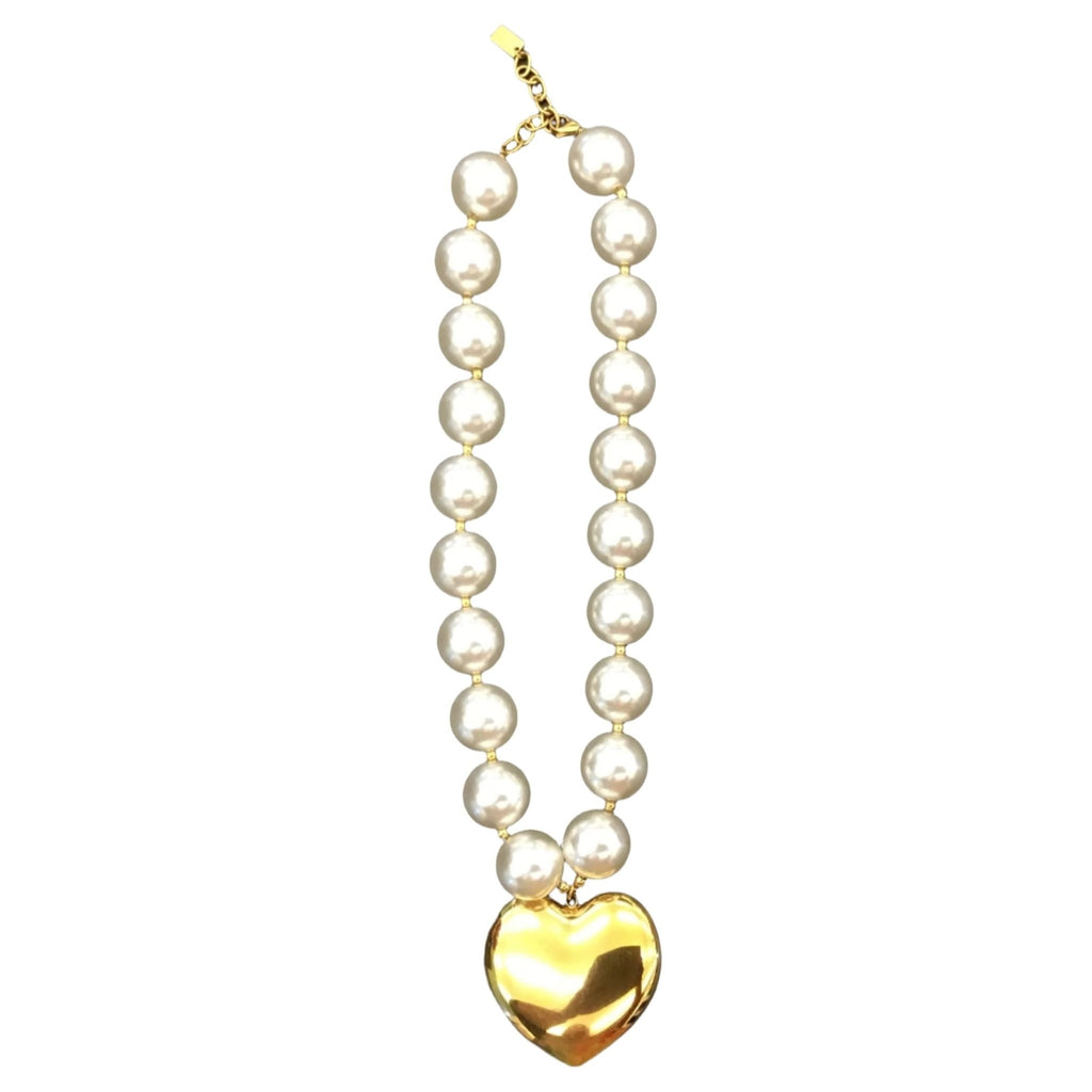 Necklace heart LEMON SUMMER pearls - Evolve Fashion