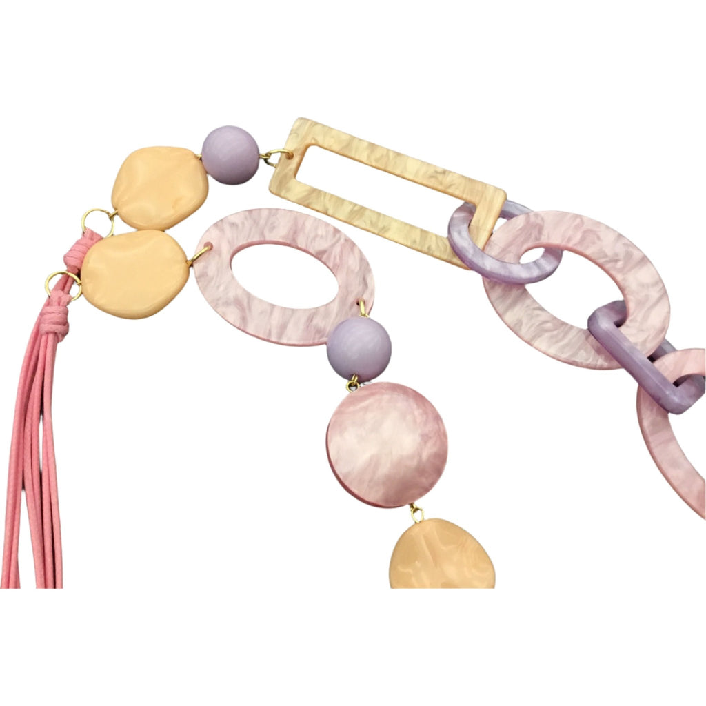 Necklace long LEMON SUMMER Lilac peach - Evolve Fashion