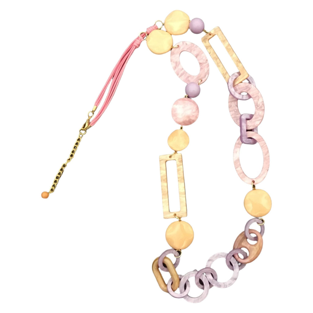 Necklace long LEMON SUMMER Lilac peach - Evolve Fashion