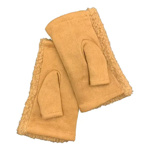 Gloves fingerless teddy camel ecru taupe