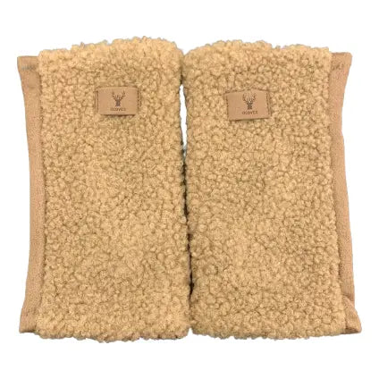 Gloves fingerless teddy camel ecru taupe