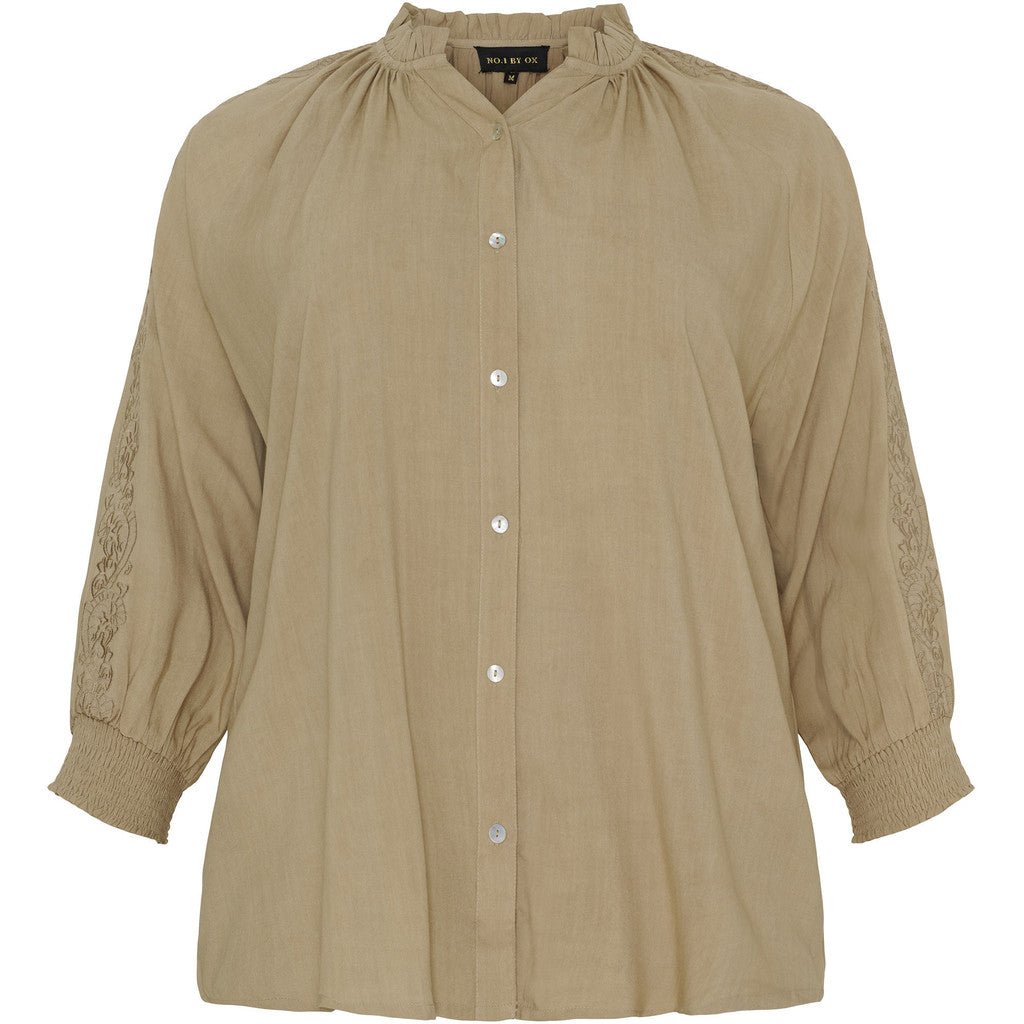 Raglan shirt embroidered sand - Evolve Fashion