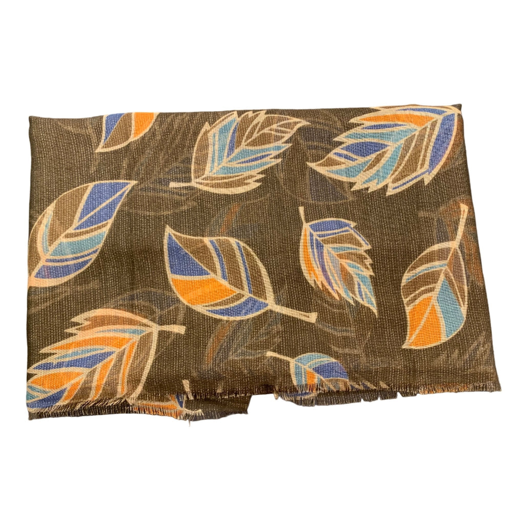 Shawl lurex leaves brown - Evolve Fashion