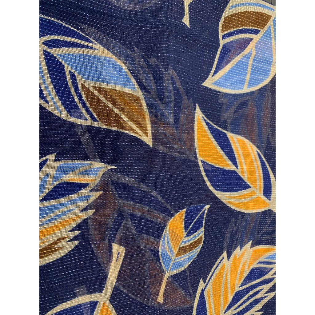 Shawl lurex leaves navy - Evolve Fashion