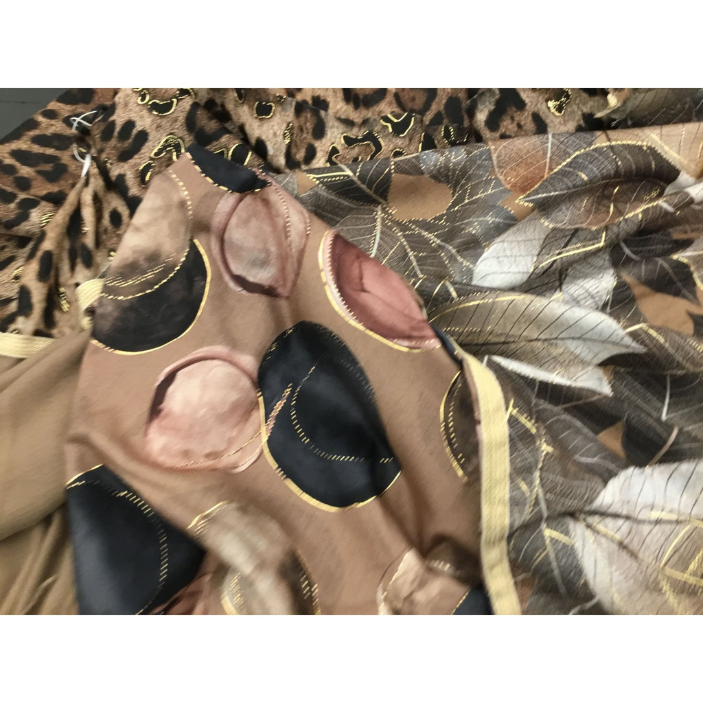 Shawl square multiprint taupe - Evolve Fashion