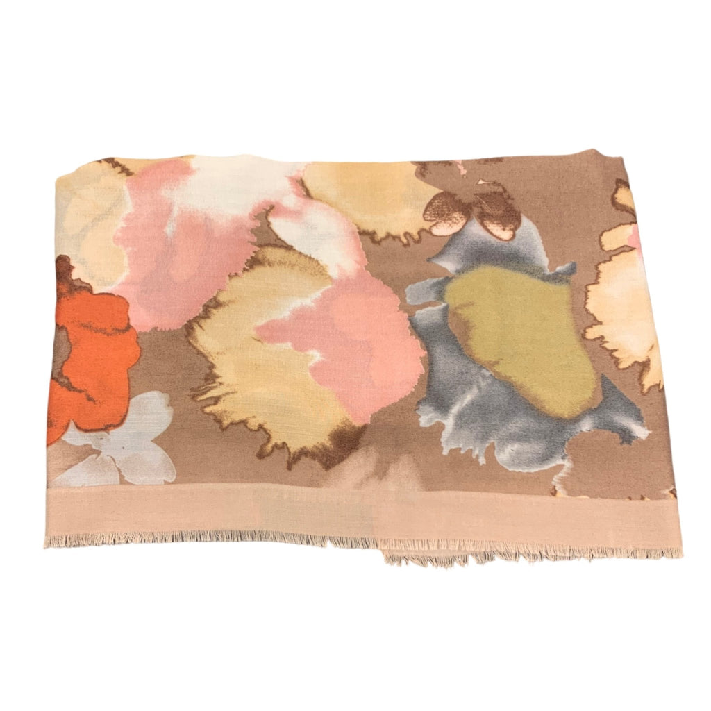 Shawl watercolor flowers taupe - Evolve Fashion