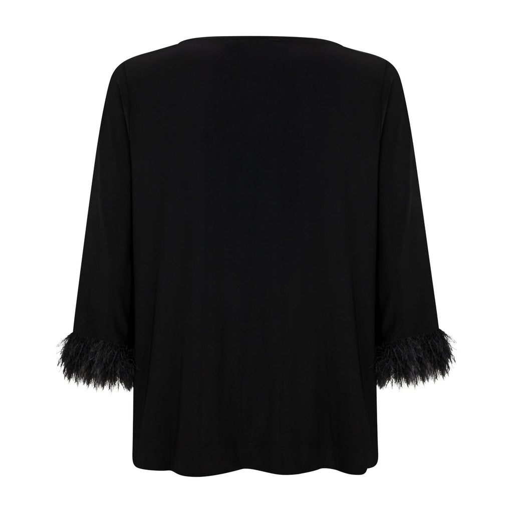 Shirt 3/4 sl feathers black - Evolve Fashion