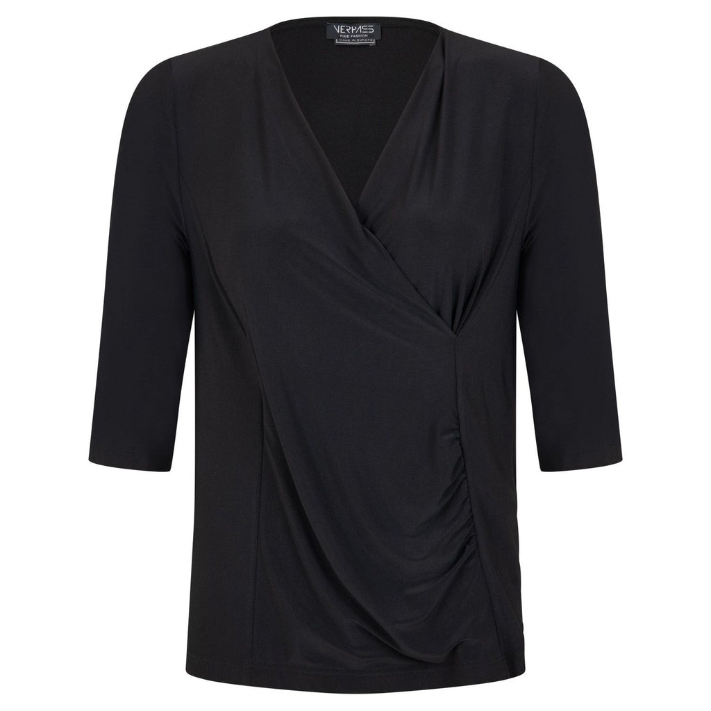 Shirt cachecoeur V - neck black - Evolve Fashion