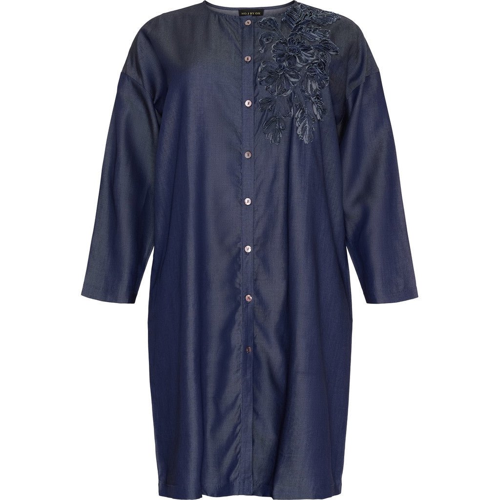 Shirt dress embroidered denim - Evolve Fashion
