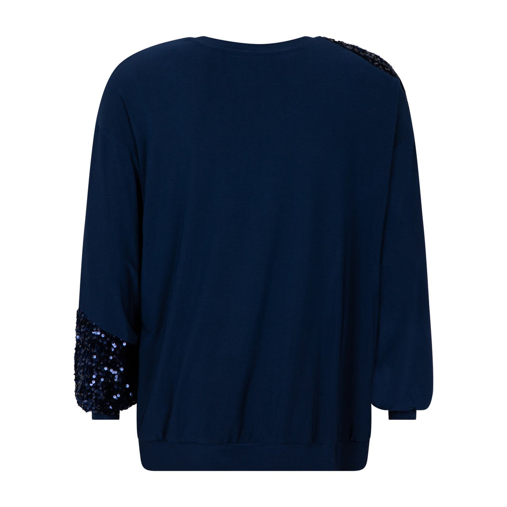 Shirt pailletten navy - Evolve Fashion