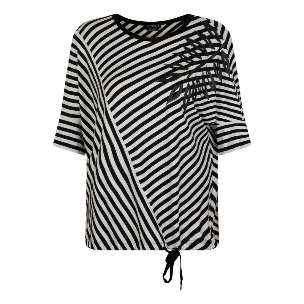 Shirt stripes drawstring black/white - Evolve Fashion