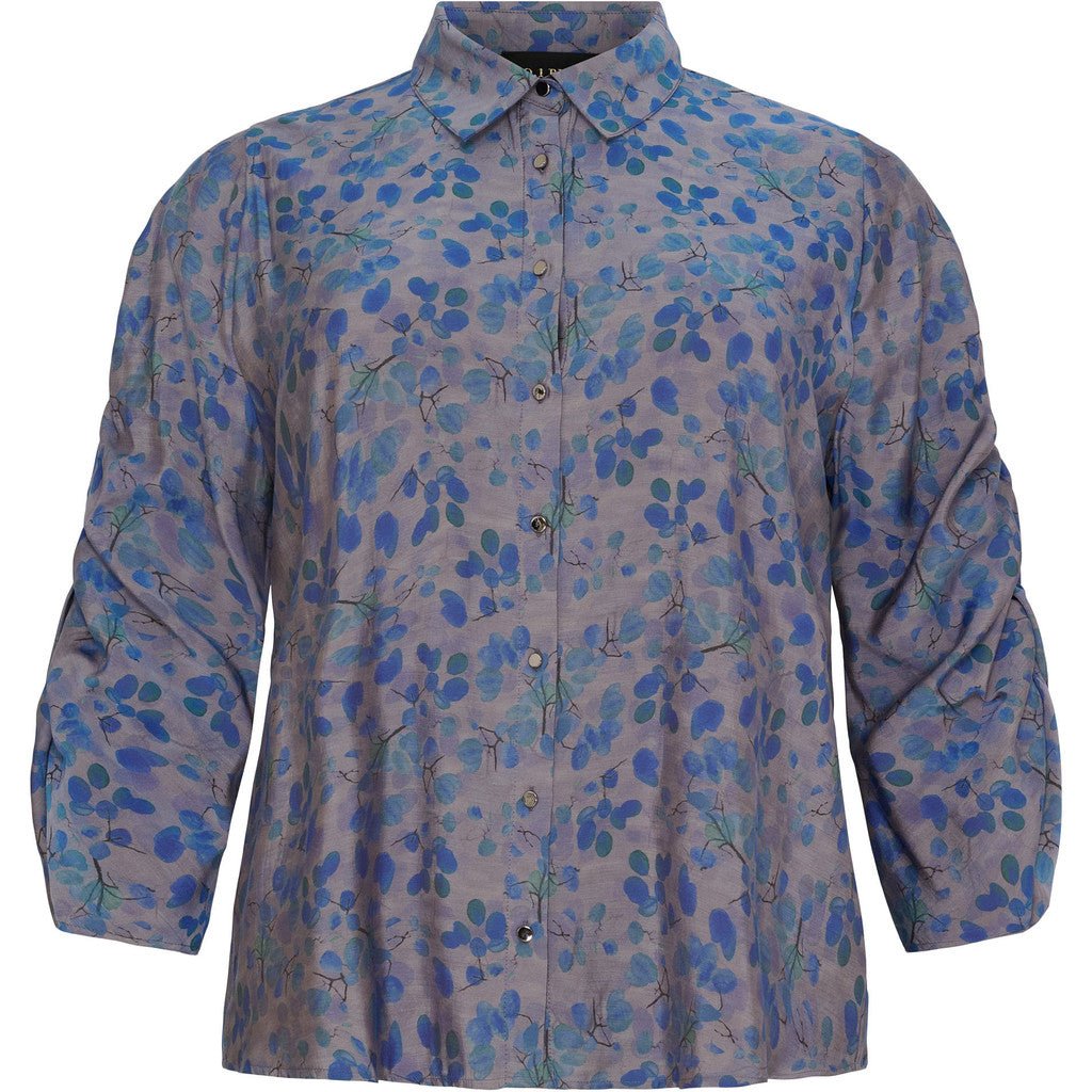 Shirt w 3/4 puff frill lavender blue - Evolve Fashion