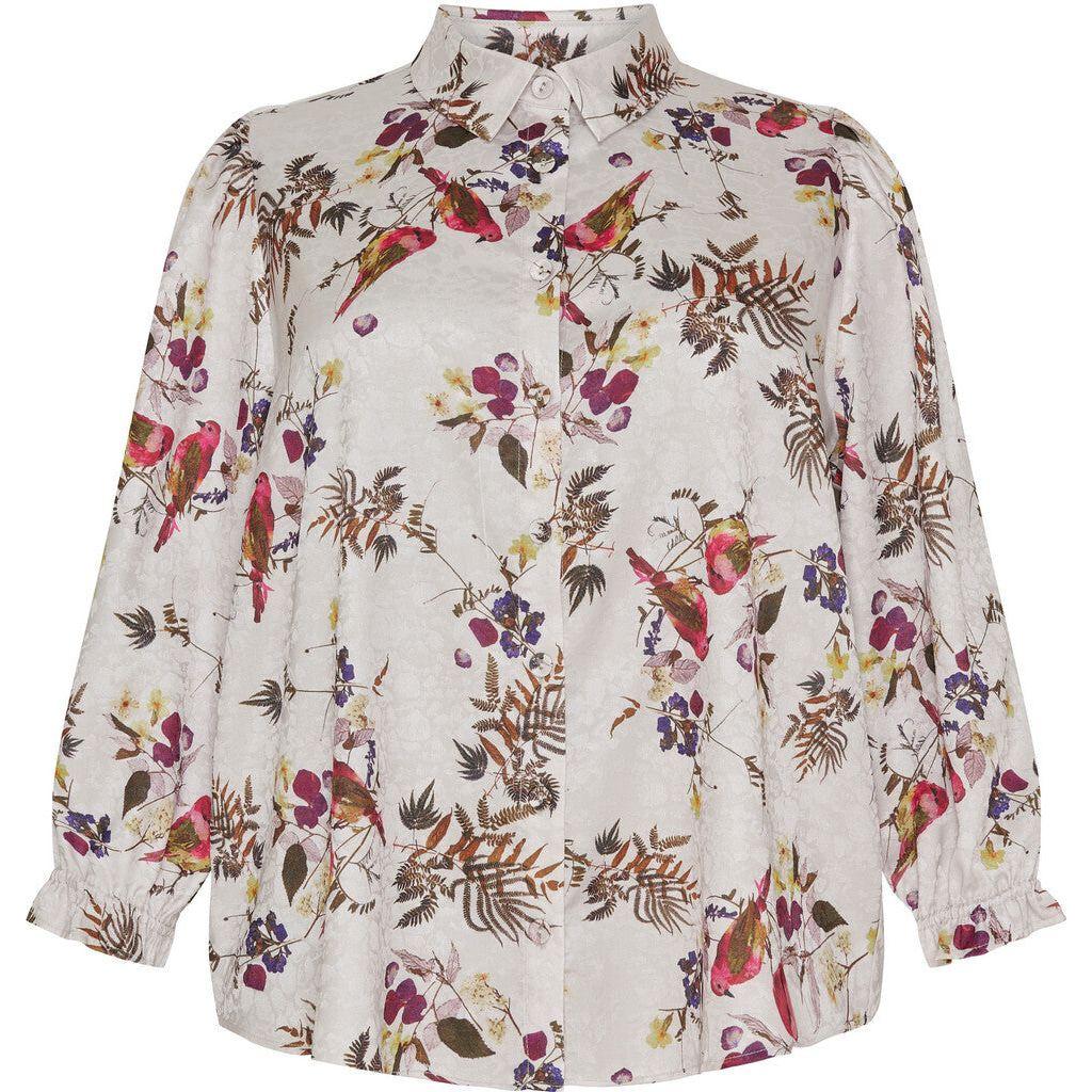 Shirt w 3/4 puff sl Birds Off white - Evolve Fashion