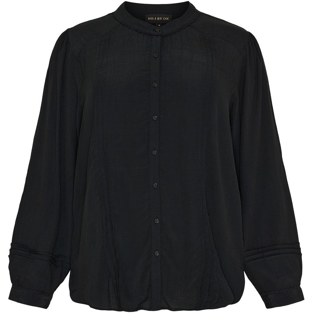 Shirt w pleats ecru/black - Evolve Fashion