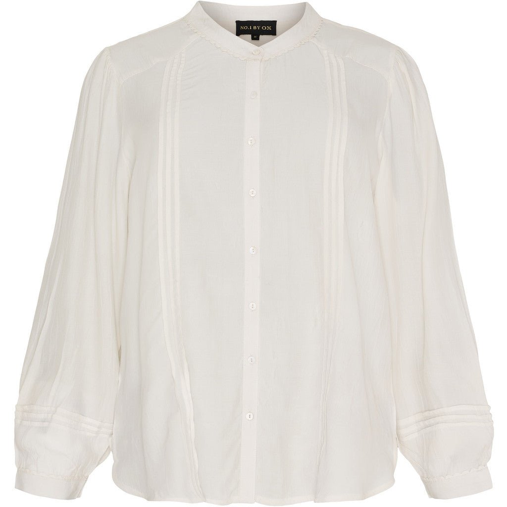 Shirt w pleats ecru/black - Evolve Fashion