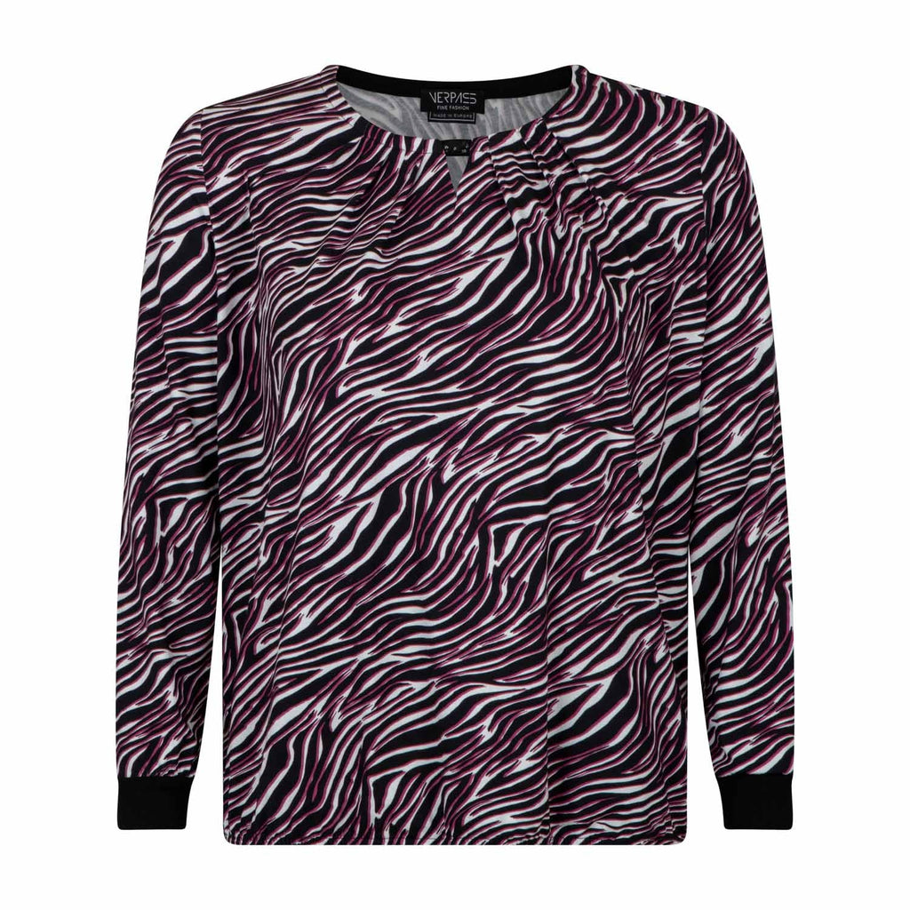 Shirt zebra stripe burgundy red - Evolve Fashion