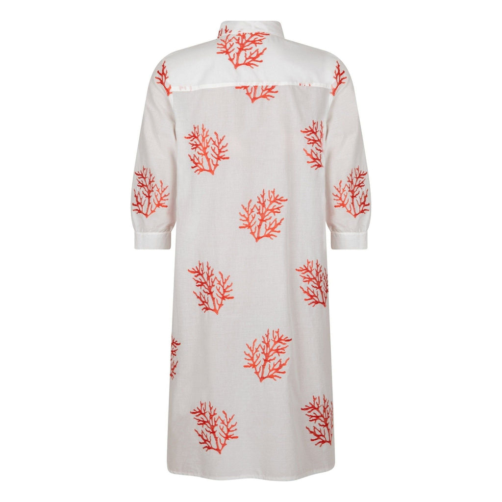 Shirtdress cotton coral print - Evolve Fashion