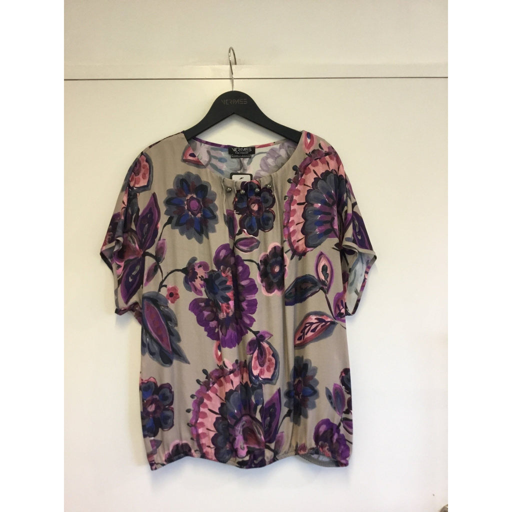 Shirttop print violet - Evolve Fashion