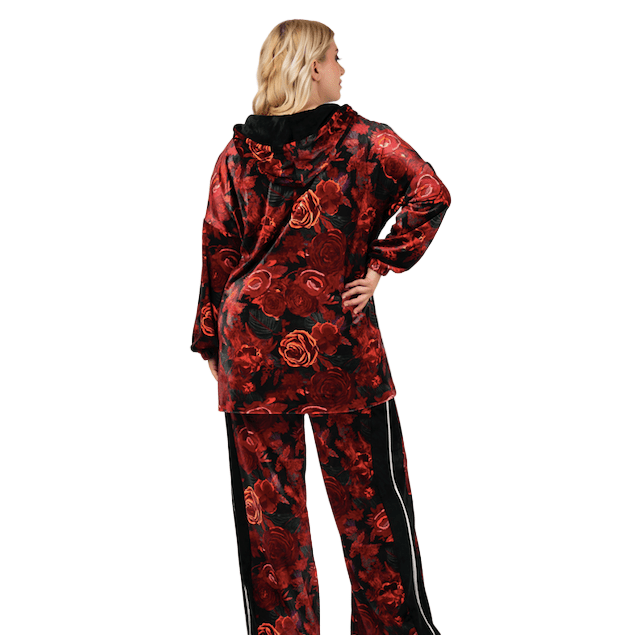 Sweater hood velvet Roses - Evolve Fashion