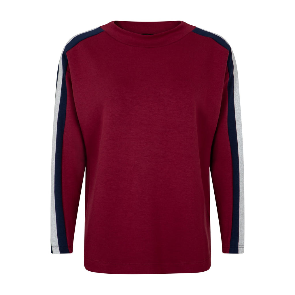 Sweater Stripe burgundy red/navy/off white - Evolve Fashion