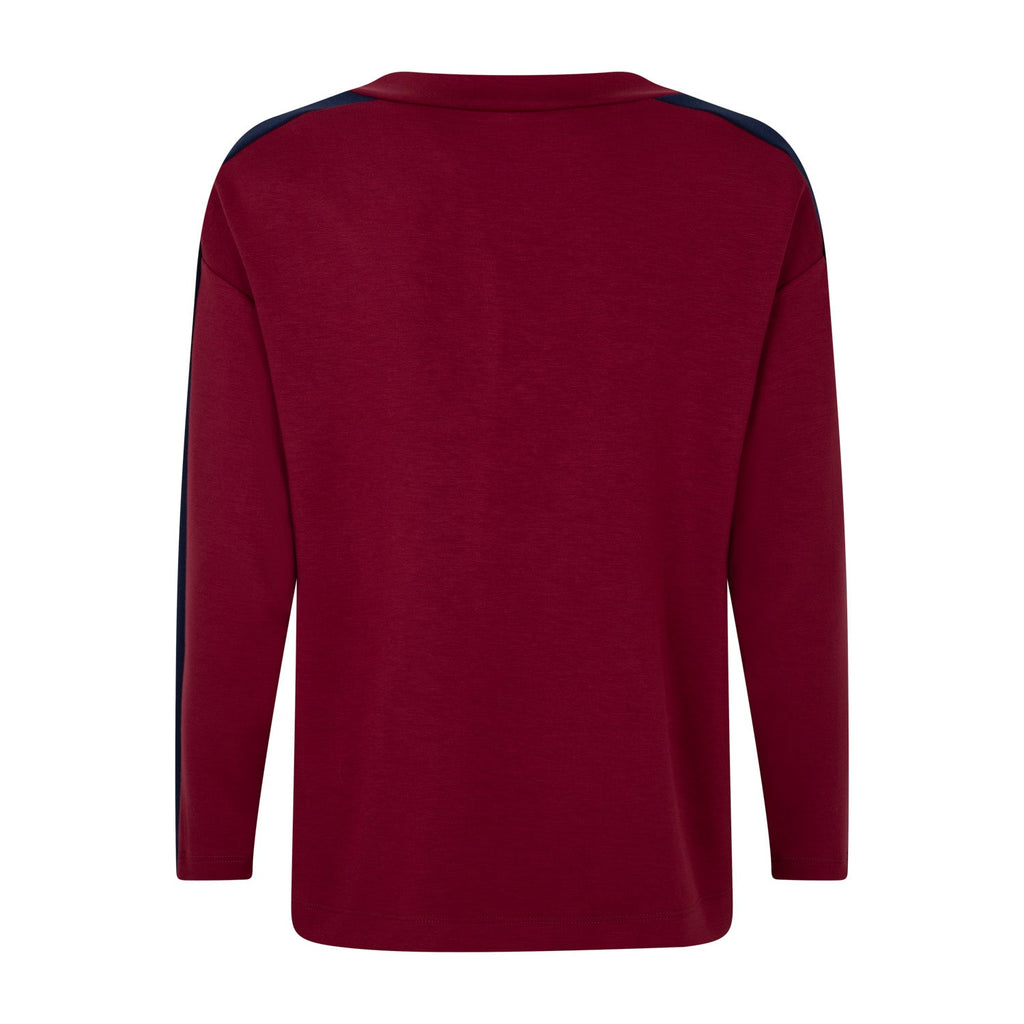 Sweater Stripe burgundy red/navy/off white - Evolve Fashion