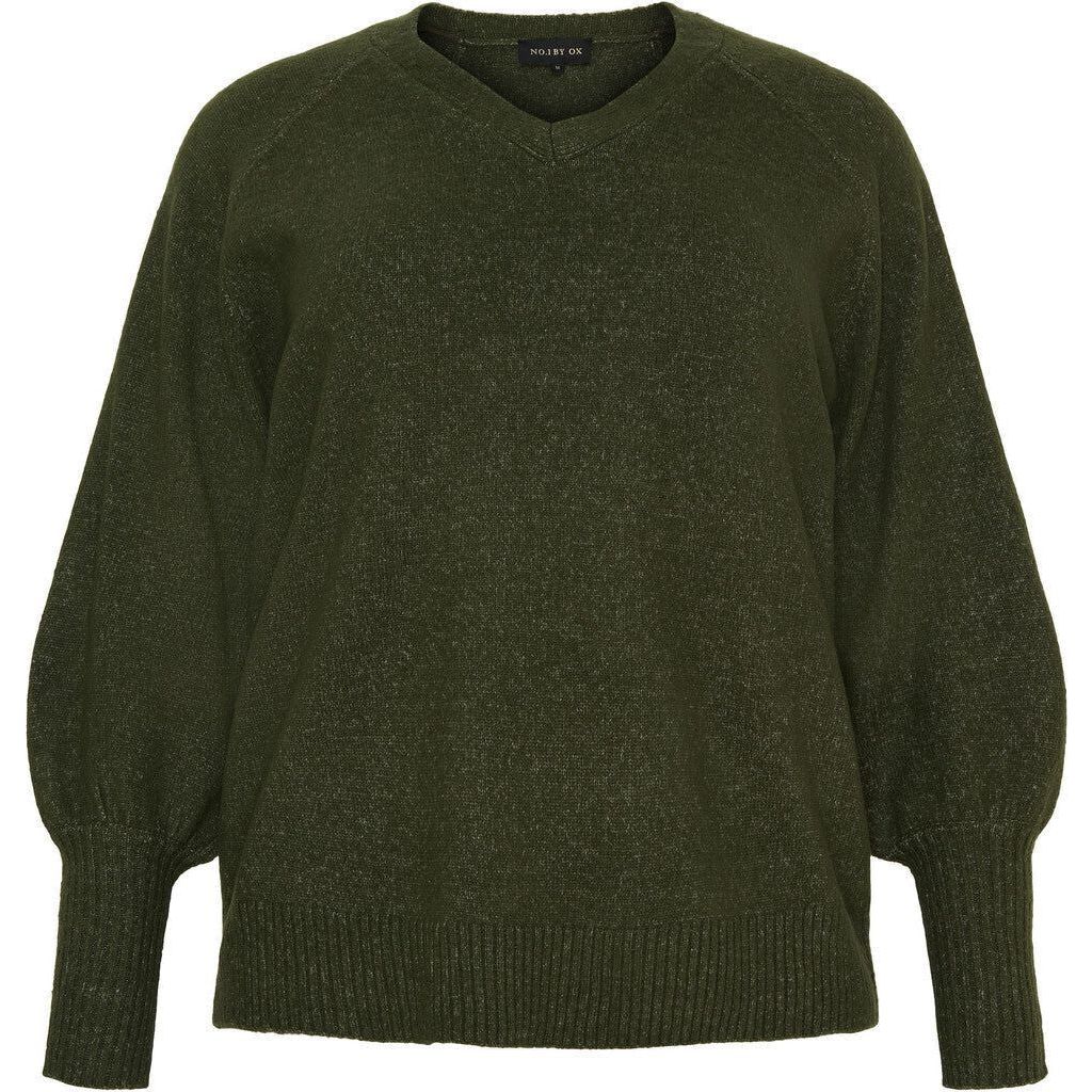 Sweater V balllon sl dark green - Evolve Fashion