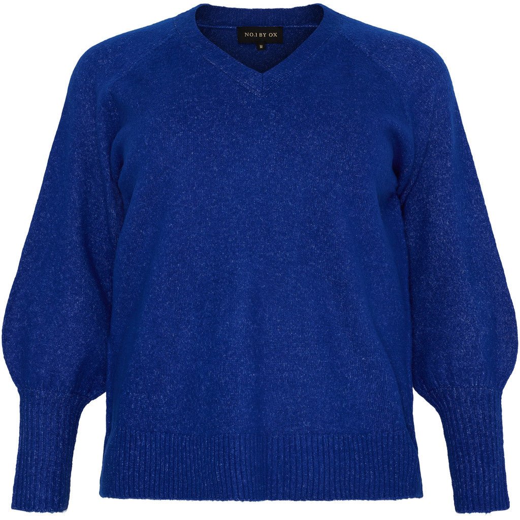 Sweater V neck balloon sl Cobalt blue - Evolve Fashion