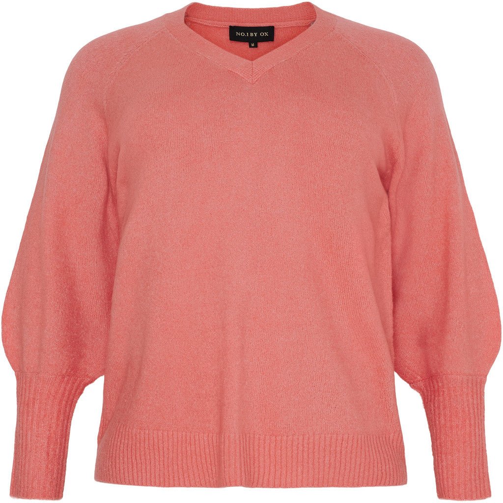Sweater V neck balloon sl Marmalade Rose - Evolve Fashion