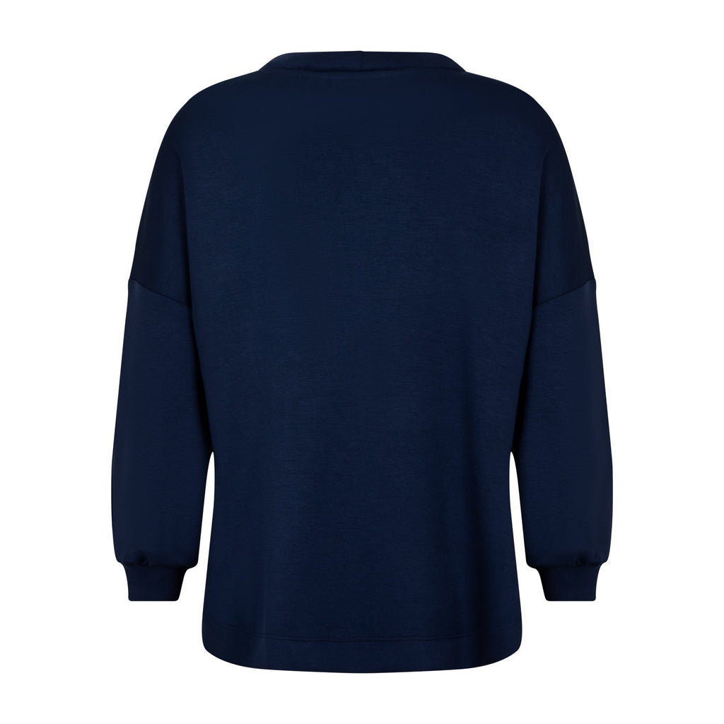 Sweatshirt LS box & strass navy - Evolve Fashion