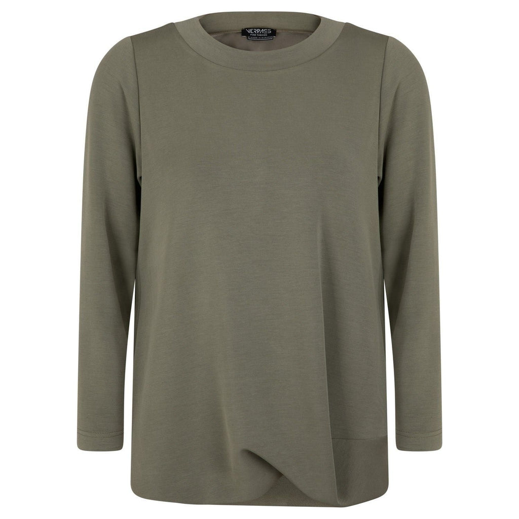 Sweatshirt soft scuba twist olive - Evolve Fashion