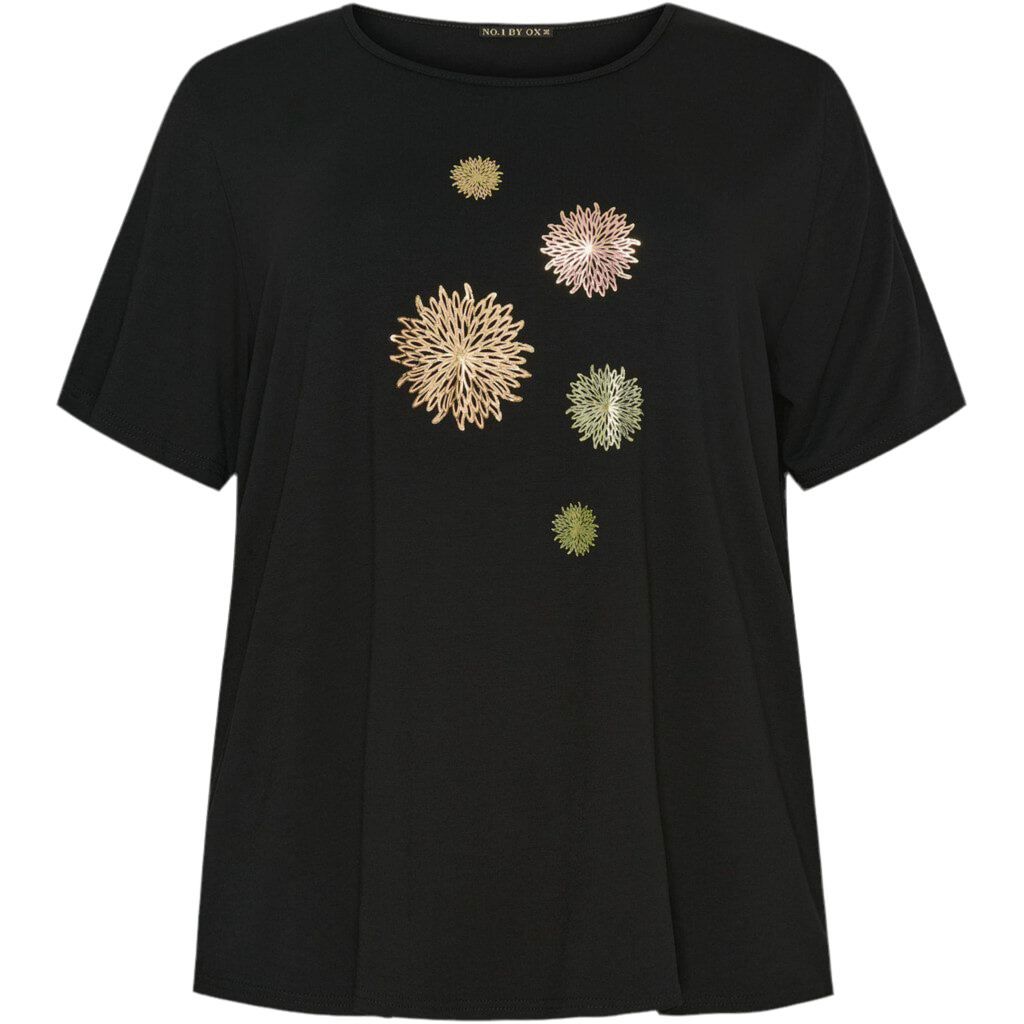 T-shirt Gold Flower black - Evolve Fashion