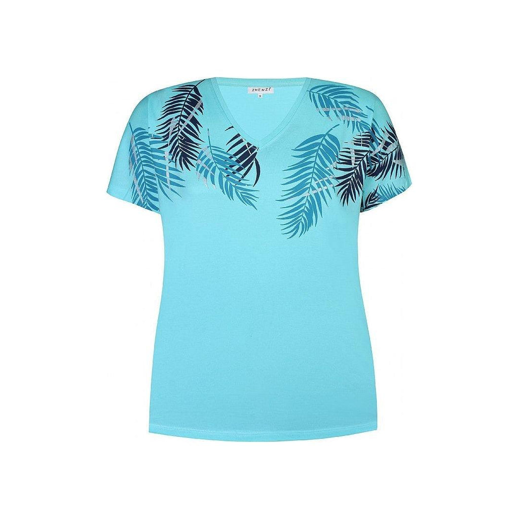 T-shirt Palm print Turqouise - Evolve Fashion