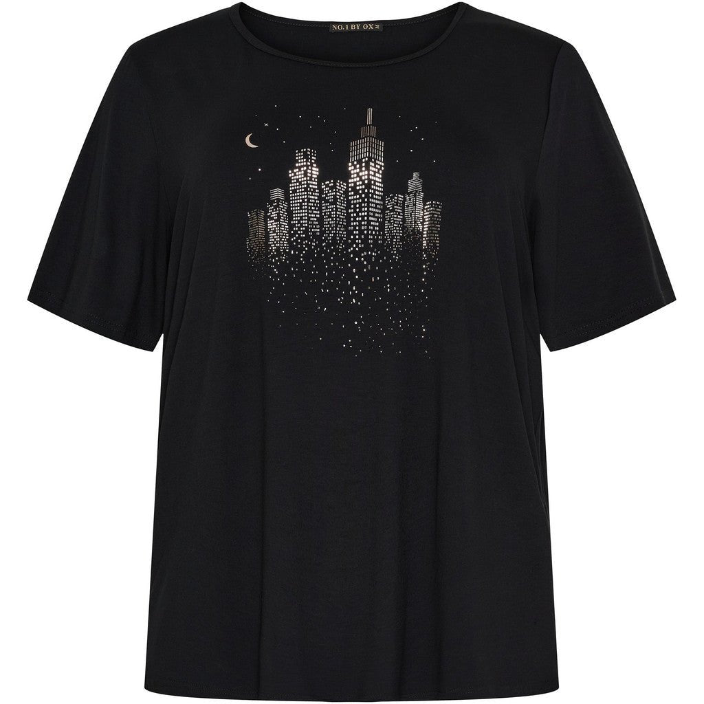 T-shirt skyline black silver foil - Evolve Fashion