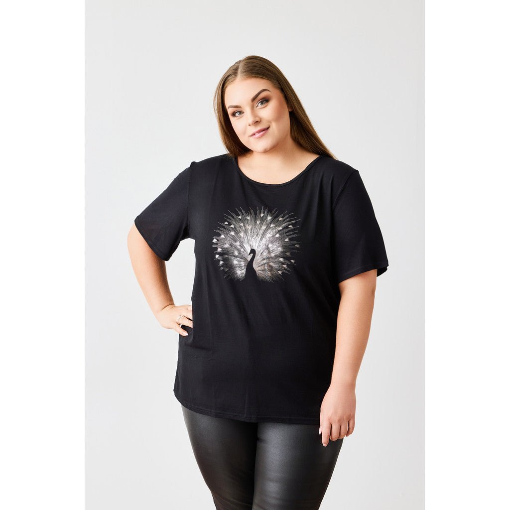 T-shirt SS Peacock black/silver - Evolve Fashion