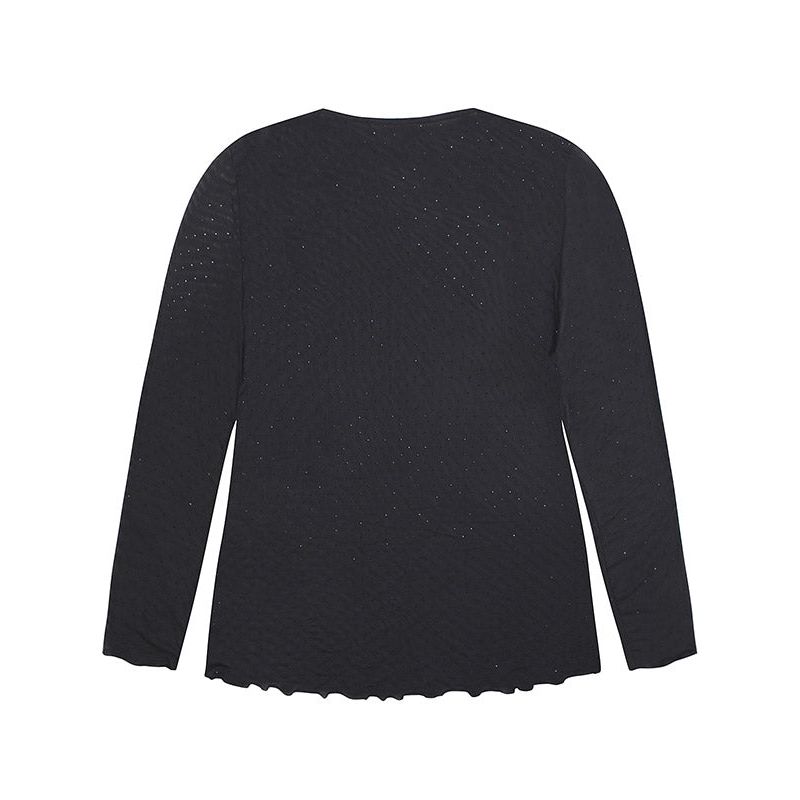 T-Shirt Tiri mesh rhinestones black - Evolve Fashion