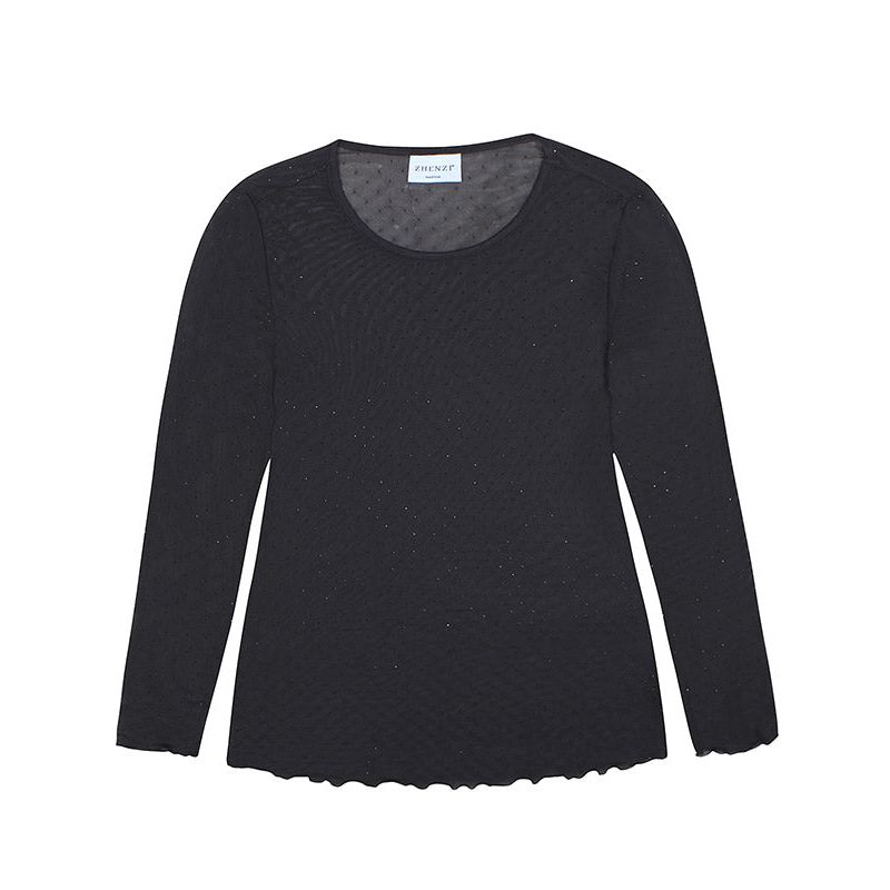 T-Shirt Tiri mesh rhinestones black - Evolve Fashion