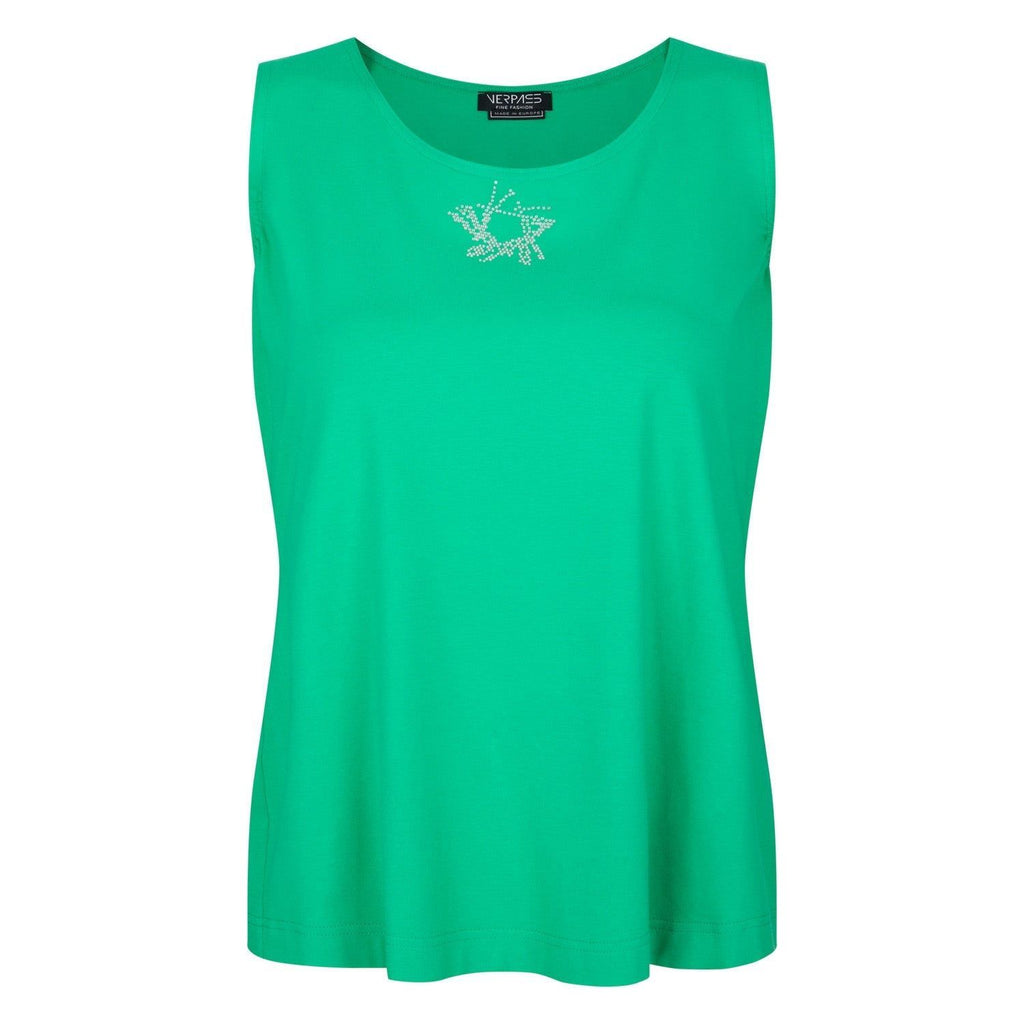 Top basic jersey strass green - Evolve Fashion