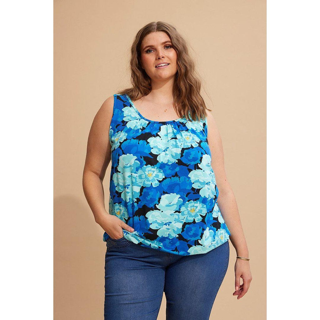 Top Flowers Bright Turquoise - Evolve Fashion