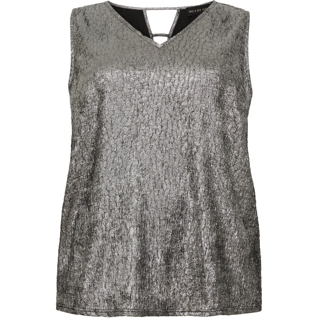 Top V neckline front and back Metallic silver - Evolve Fashion