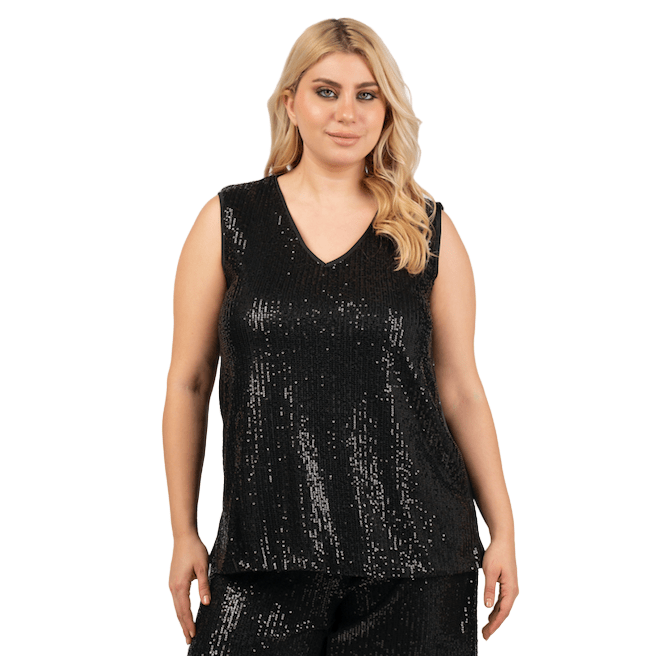 Top V sequins black - Evolve Fashion
