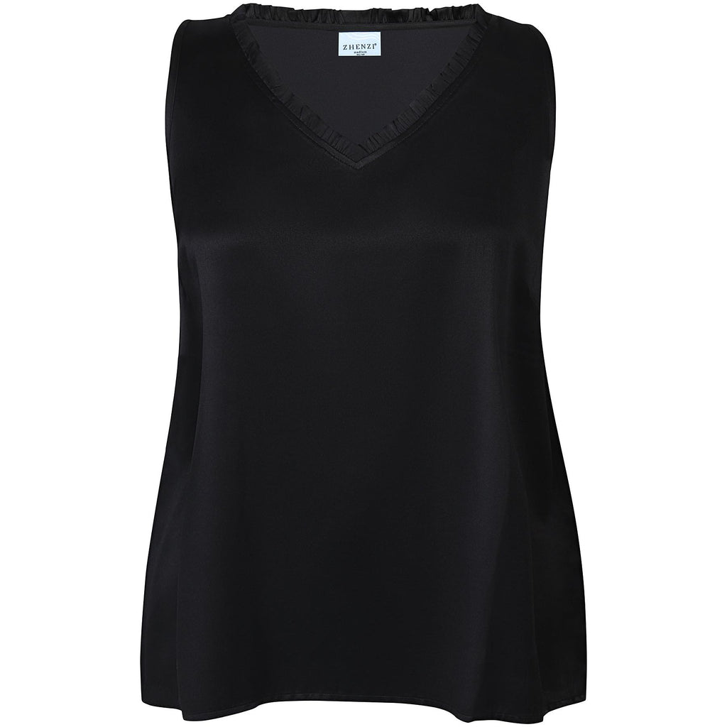 Top Wren V ruffle black - Evolve Fashion