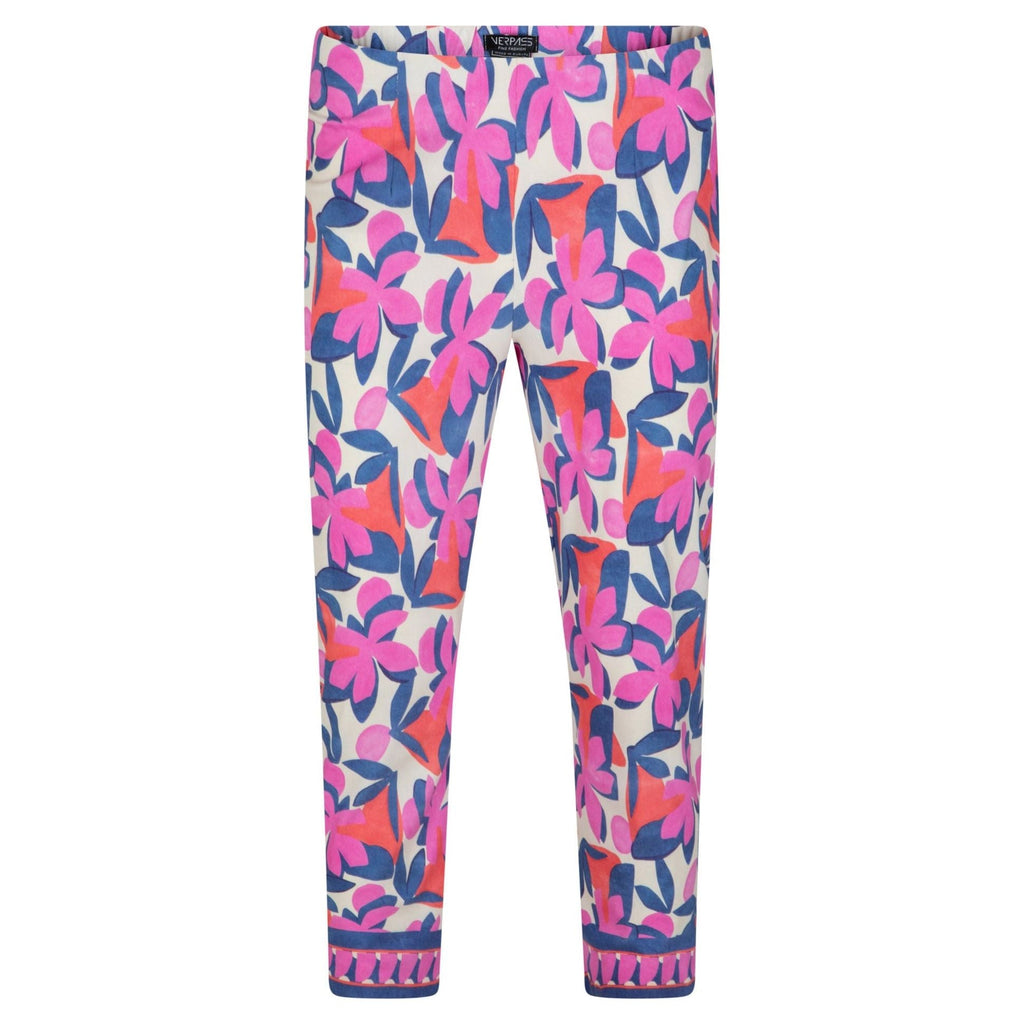 Trousers 7/8 print pink/lavender - Evolve Fashion