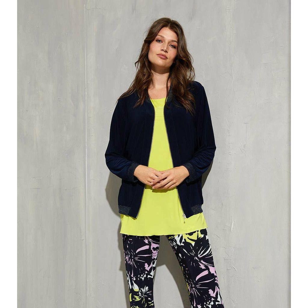 Trousers slinky print navy - Evolve Fashion