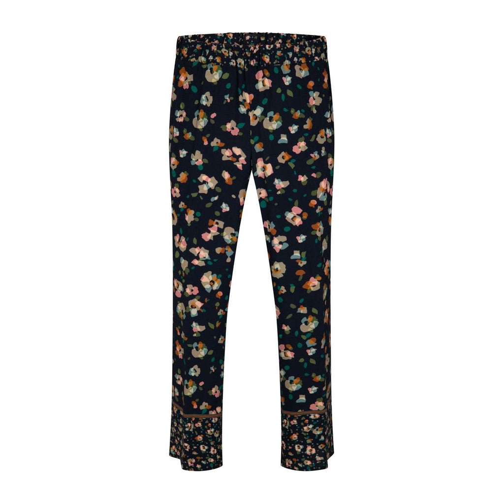 Trousers straight flowers black - Evolve Fashion