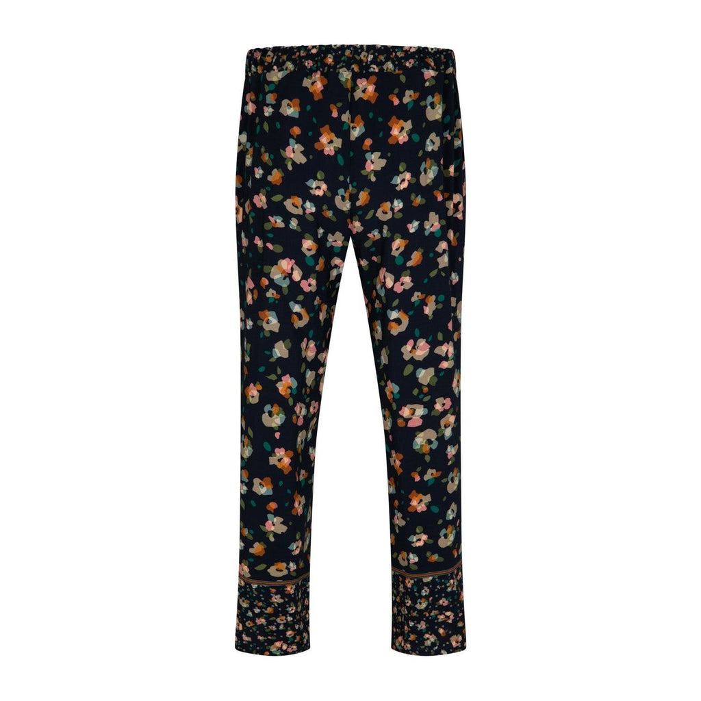 Trousers straight flowers black - Evolve Fashion