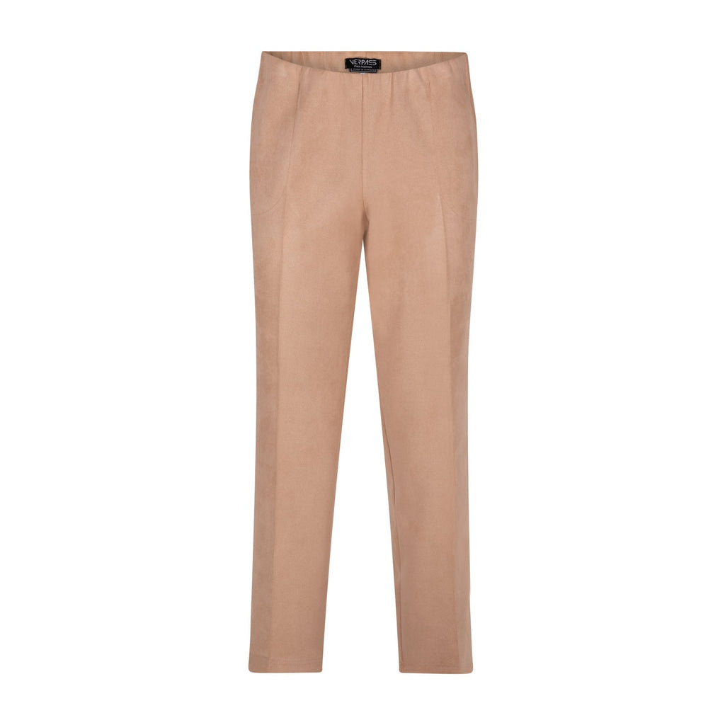 Trousers wide leg daim feel camel - Evolve Fashion