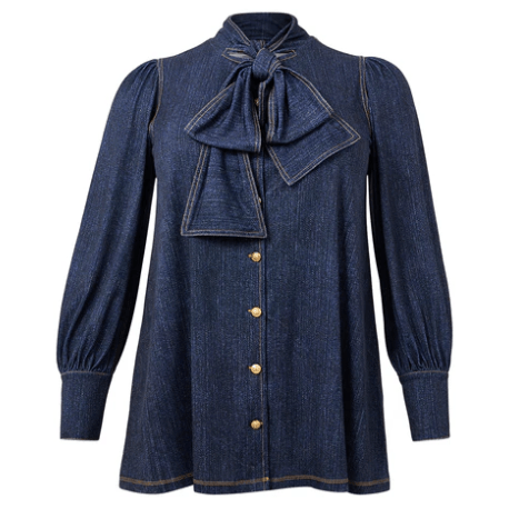Tunic blouse scarf denim dolce - Evolve Fashion